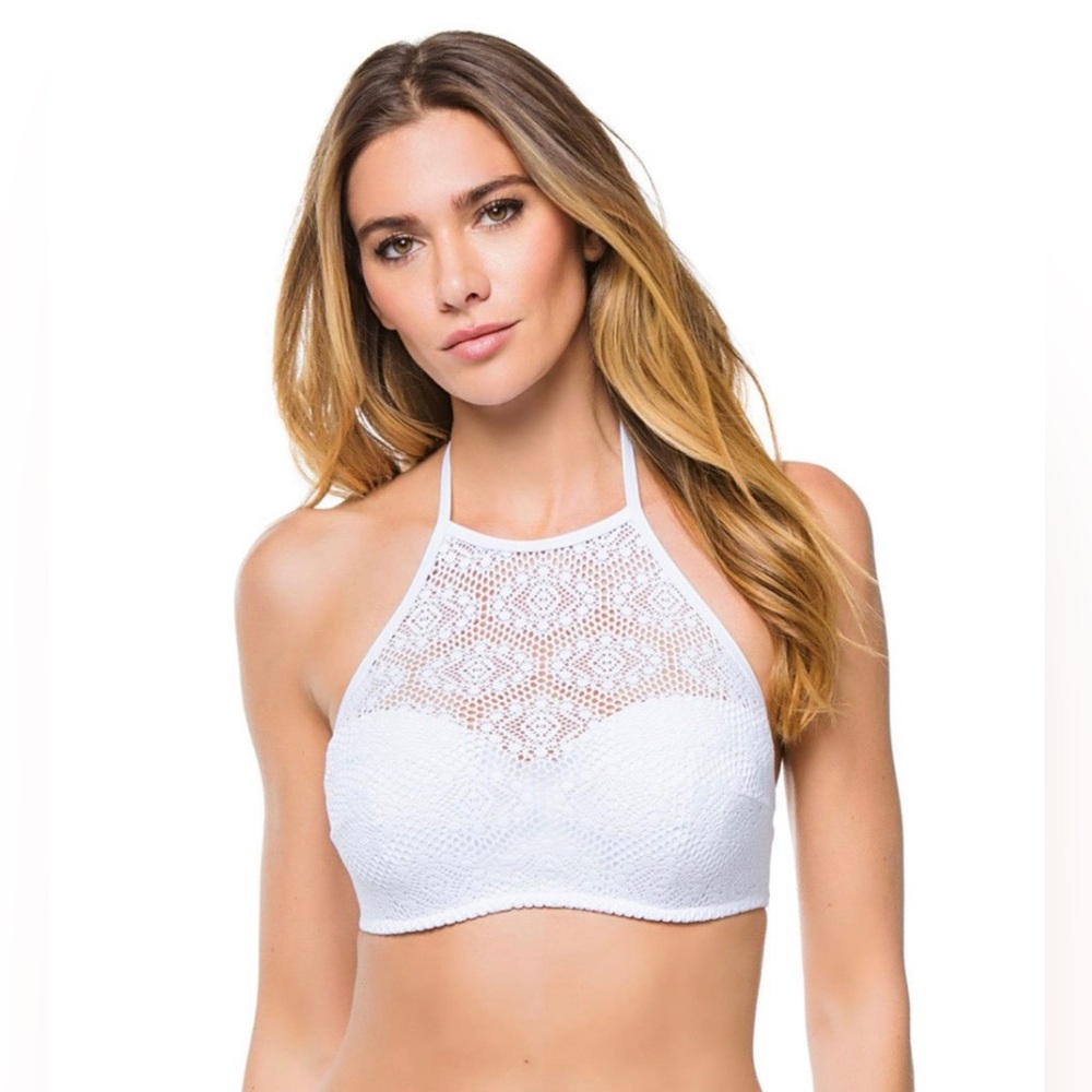 Chic White Crochet Bikini Top